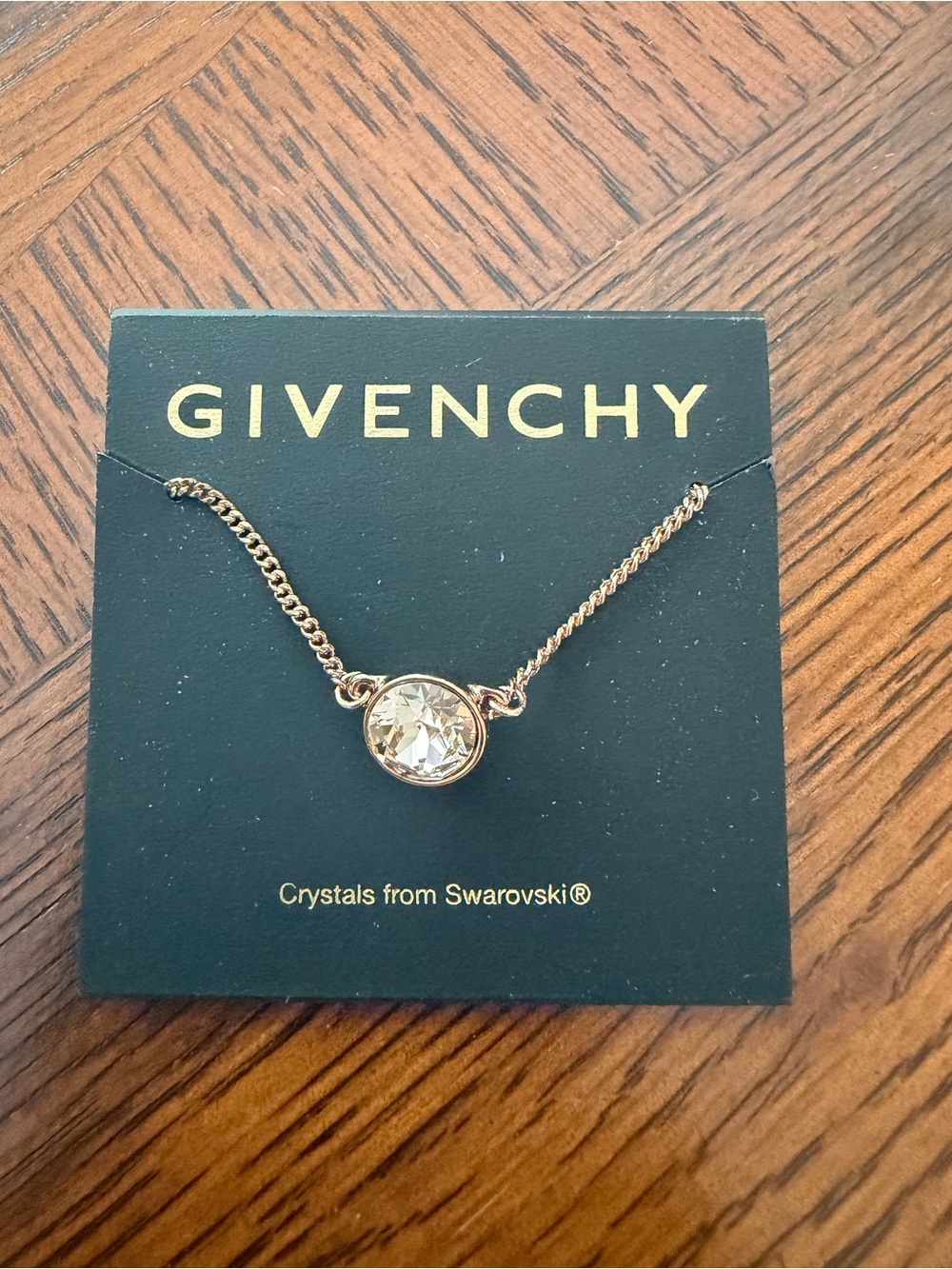 Givenchy Rose Gold Crystal Pendant Necklace - Clear Center Stone